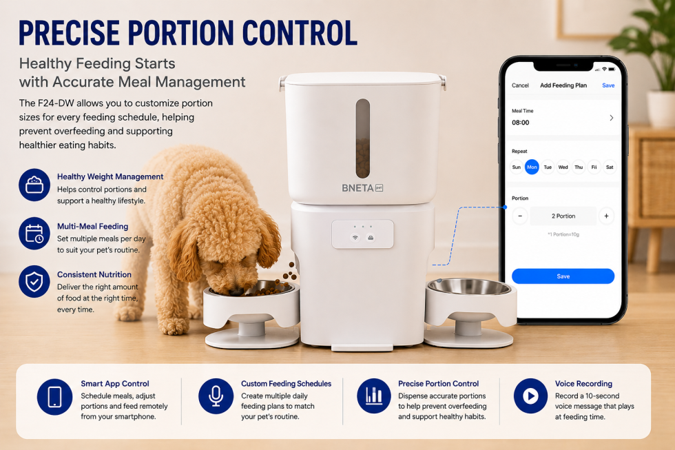 BNETA F24-DW Smart Wi-Fi Dual Automatic Pet Feeder – 6L