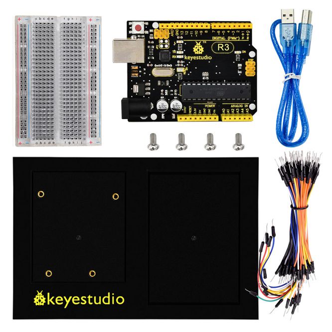 UNO R3+BREADBOARD+CHASSIS+65 WIRES+USB CABLE KS0337