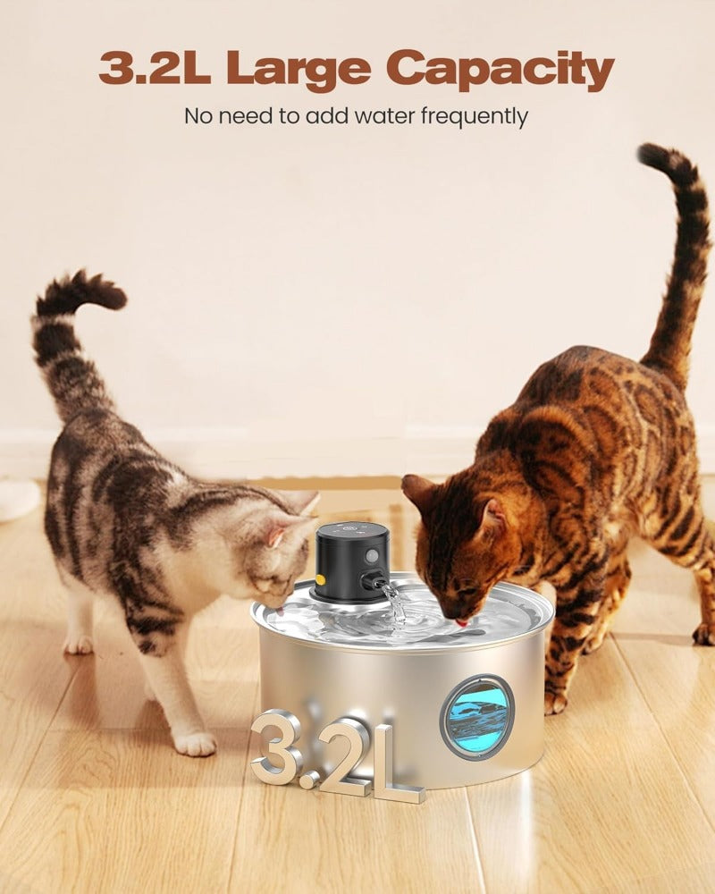 BNETA Pet Stainless Steel Battery Water Fountain W2
