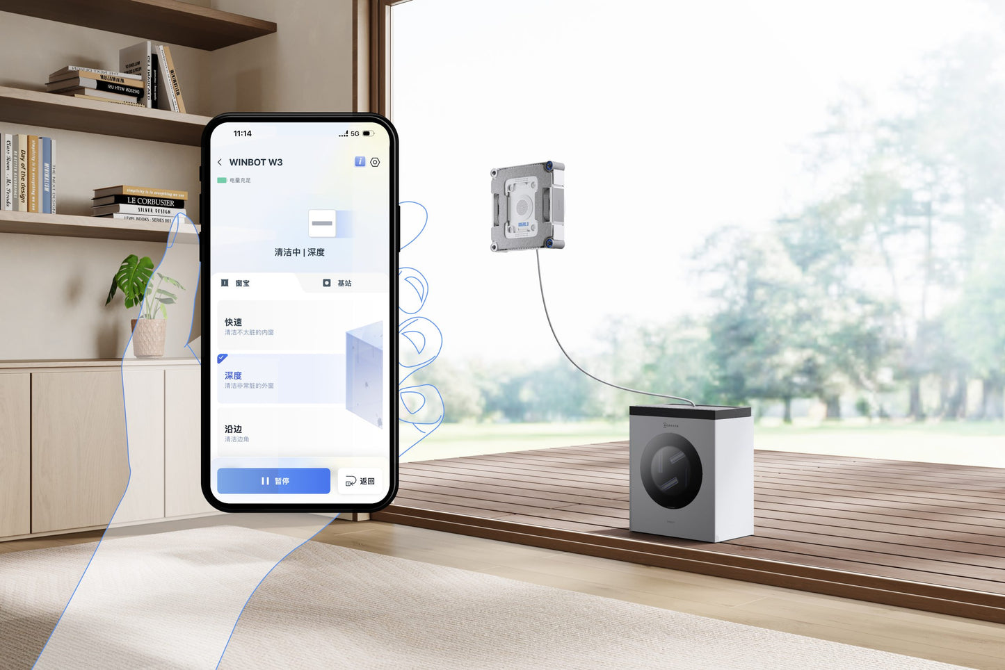 ECOVACS WINBOT W3 OMNI Robot Window Cleaner – Vortex Wash and WIN-SLAM 5.0 Sensor Detection