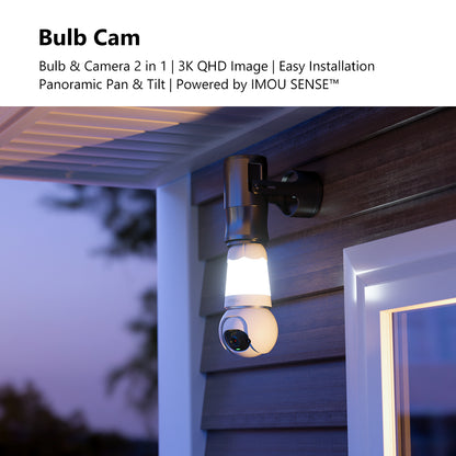 IMOU Bulb Cam 2K (3MP) Panoramic PT Wi-Fi Security Camera