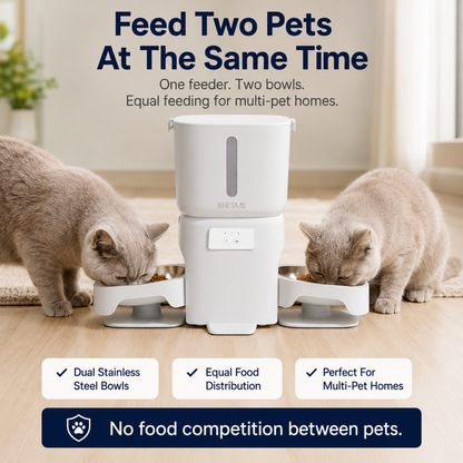 BNETA F24-DC Smart Wi-Fi Dual Automatic Pet Feeder with HD Camera – 6L