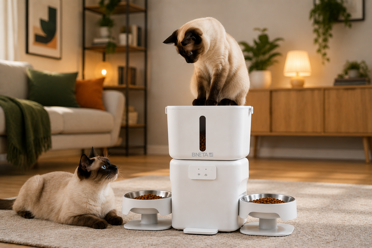 BNETA F24-DC Smart Wi-Fi Dual Automatic Pet Feeder with HD Camera – 6L