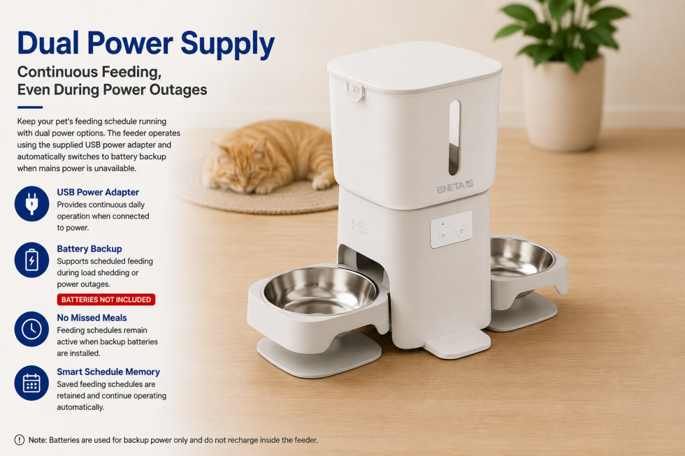 BNETA F24-DW Smart Wi-Fi Dual Automatic Pet Feeder – 6L
