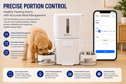 BNETA F24-DW Smart Wi-Fi Dual Automatic Pet Feeder – 6L