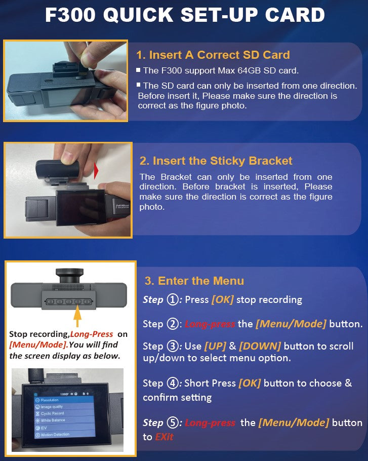 BNETA F300 2MP DashCam – 3 Channel Simultaneous Recording
