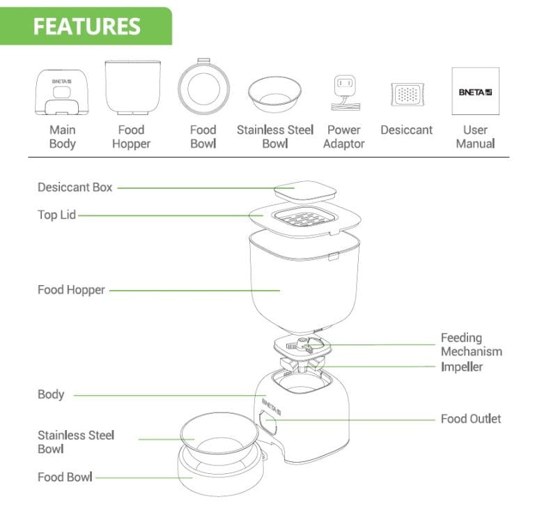 BNETA Automatic Smart Wi-Fi Pet Feeder F14-W