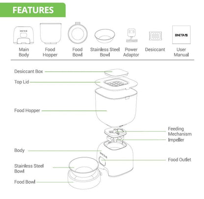 BNETA Automatic Smart Wi-Fi Pet Feeder F14-W