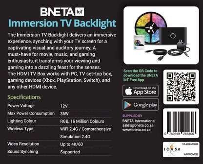 BNETA IoT Immersion TV Backlight with HDMI Sync Box K90