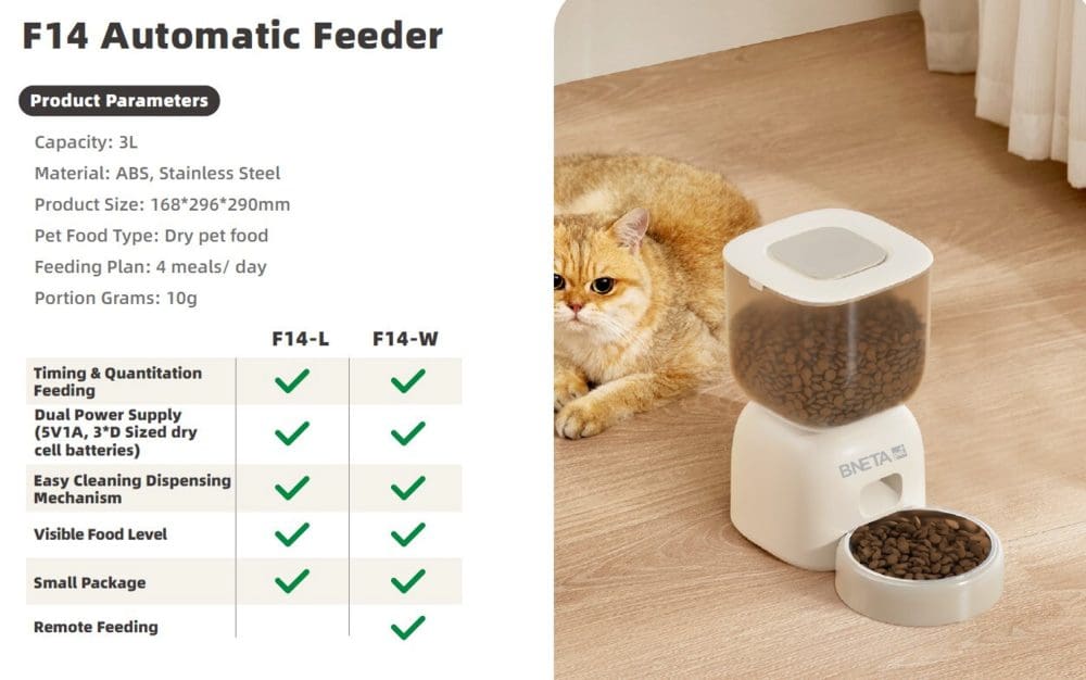 BNETA Automatic Smart Wi-Fi Pet Feeder F14-W