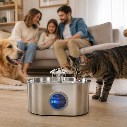 BNETA Pet W1 Automatic Stainless Steel Pet Water Fountain with Circulating Filtration